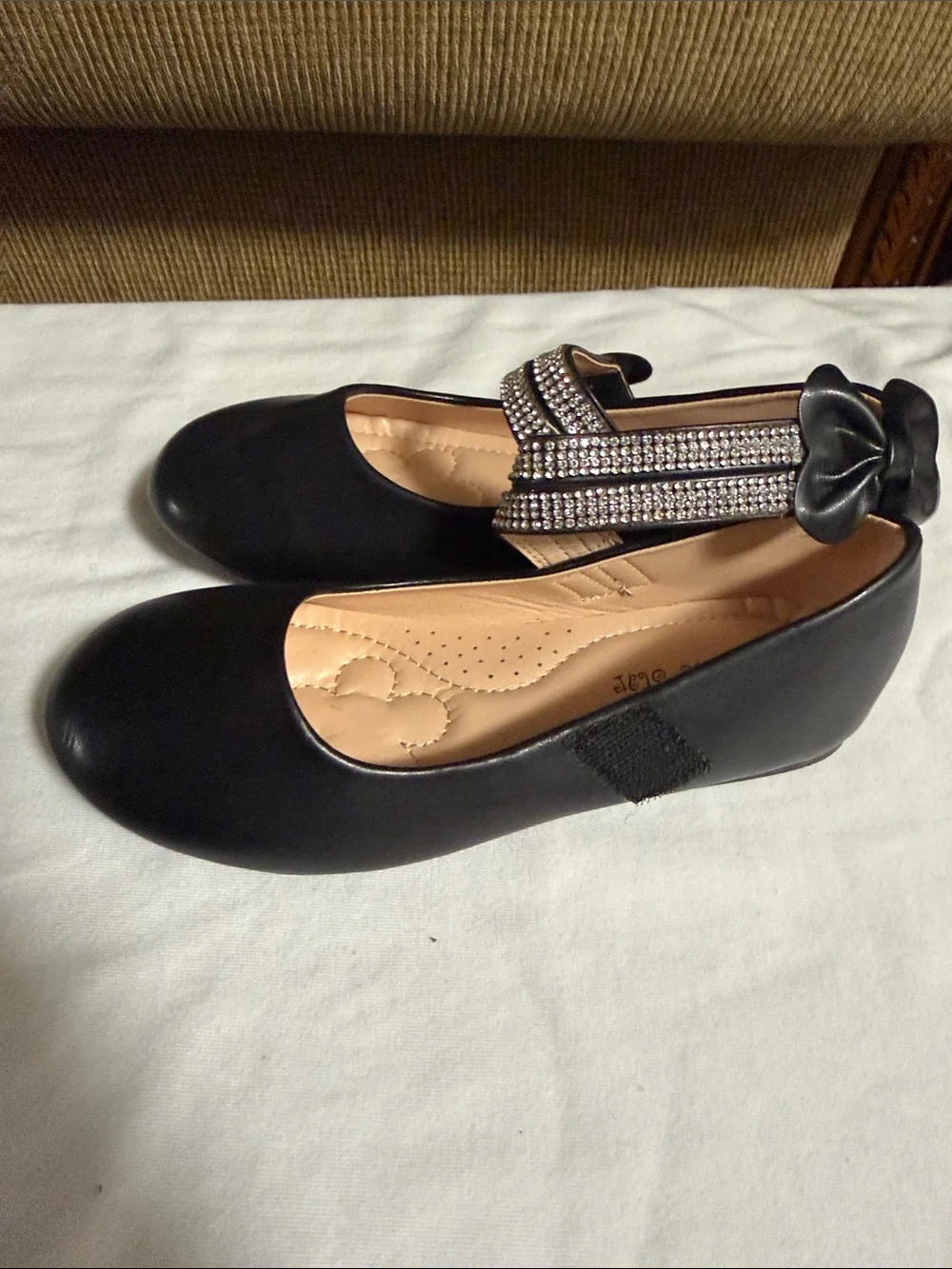 Girls' Black Mary Jane Dress Shoes with Sparkling Strap